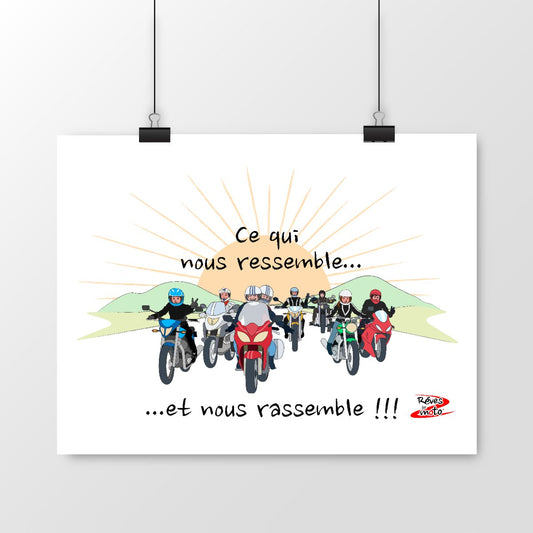 Poster horizontal Premium - La Famille Motards